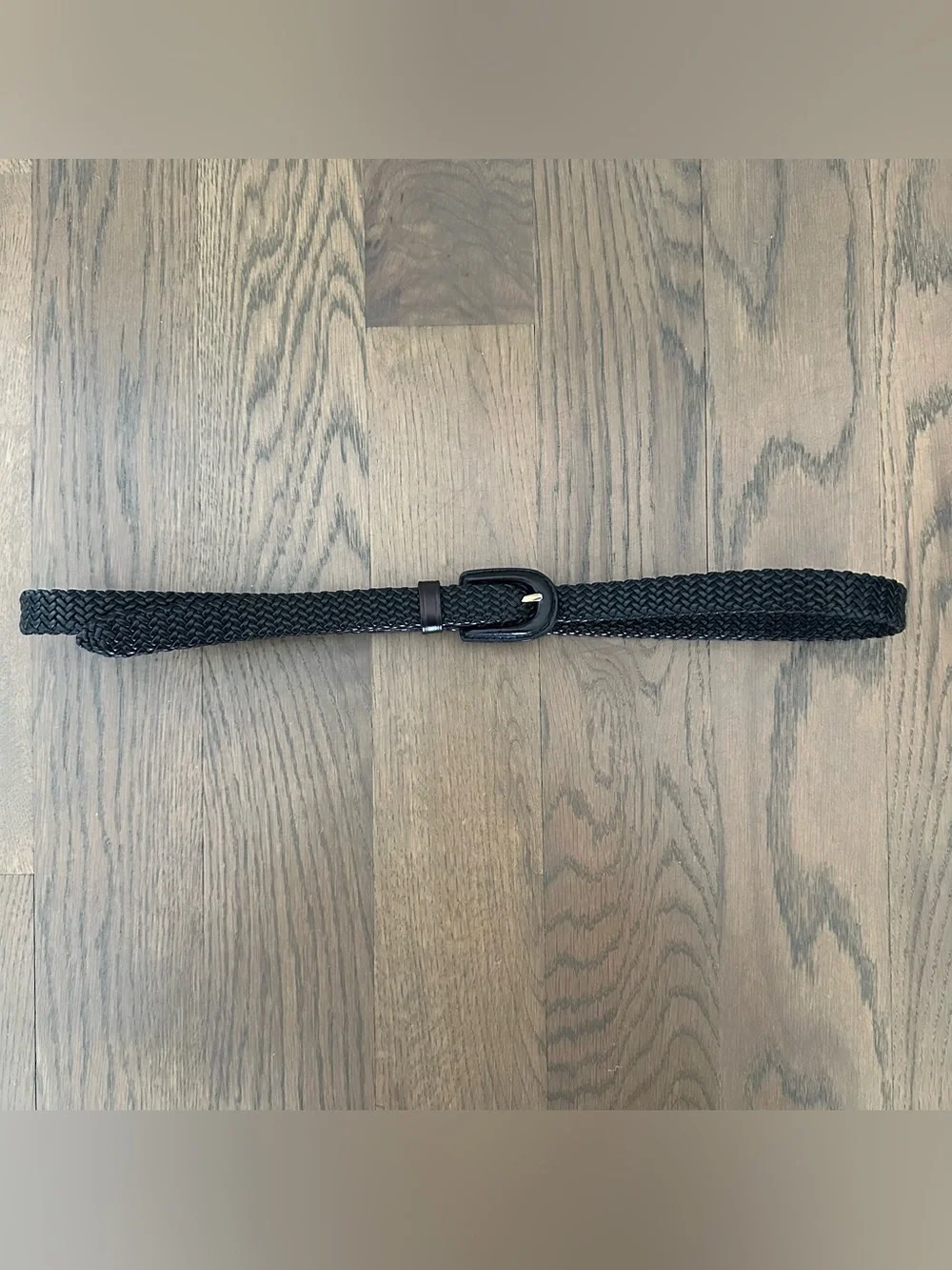 Brooks Brothers Narrow Braided Woven Glossy Leather Belt in Black Size Medium